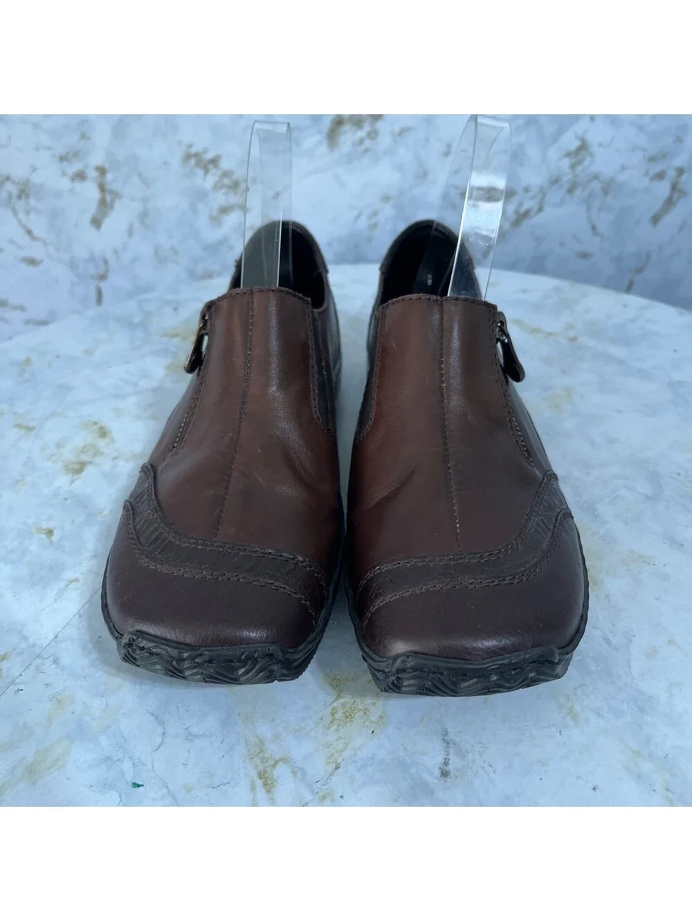Rieker Celia 40 Women's Size 8.5 Shoes Brown Leather Zip Comfort Casual Loafers